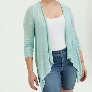 Torrid Mint Blue Slub Drape Front Cardigan NWT